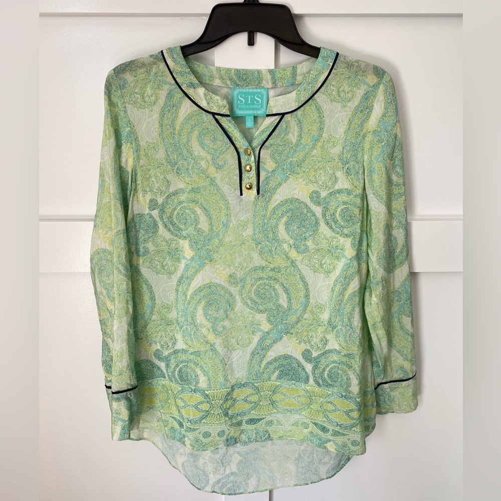 Sail‎ to Sable 100% Silk Paisley Print Tunic Blouse Top
